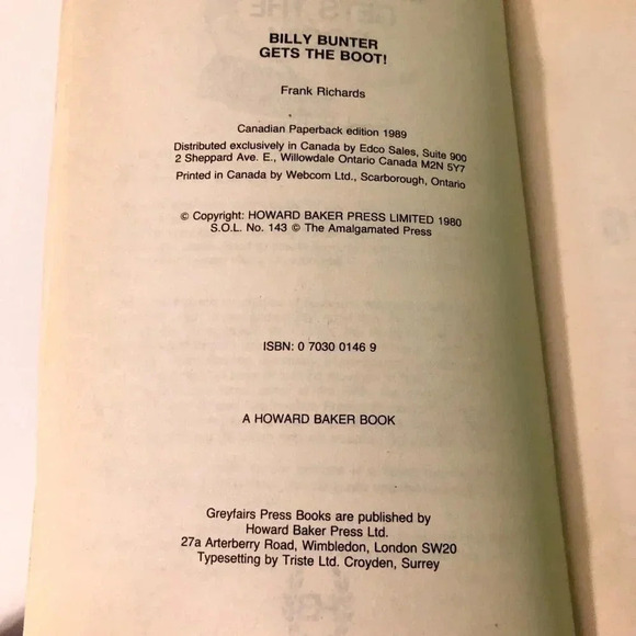 1989 Billy Bunter Gets The Boot Frank Richards Greyfriars Book - Picture 11 of 16